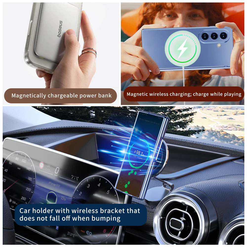 Funda de teléfono magnética con revestimiento de protección de pantalla de película templada para Samsung Z Fold 7 6 5 zfold7 de lujo para cubierta de armadura de bisagra Magsafe - imagen 4