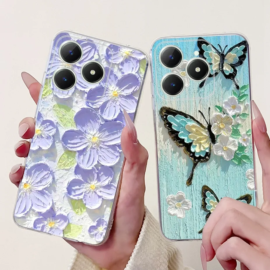 Para Realme Note 60 60X funda de lujo pintada con mariposa funda de teléfono suave y delgada para Realme Note 60X Note60 Note60X Fundas parachoques - imagen 3