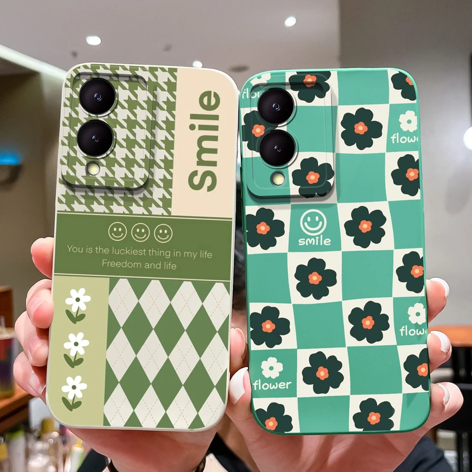 Funda protectora cuadrada de silicona para Vivo Y28 5G, carcasa trasera de gato, suave, a la moda - imagen 3