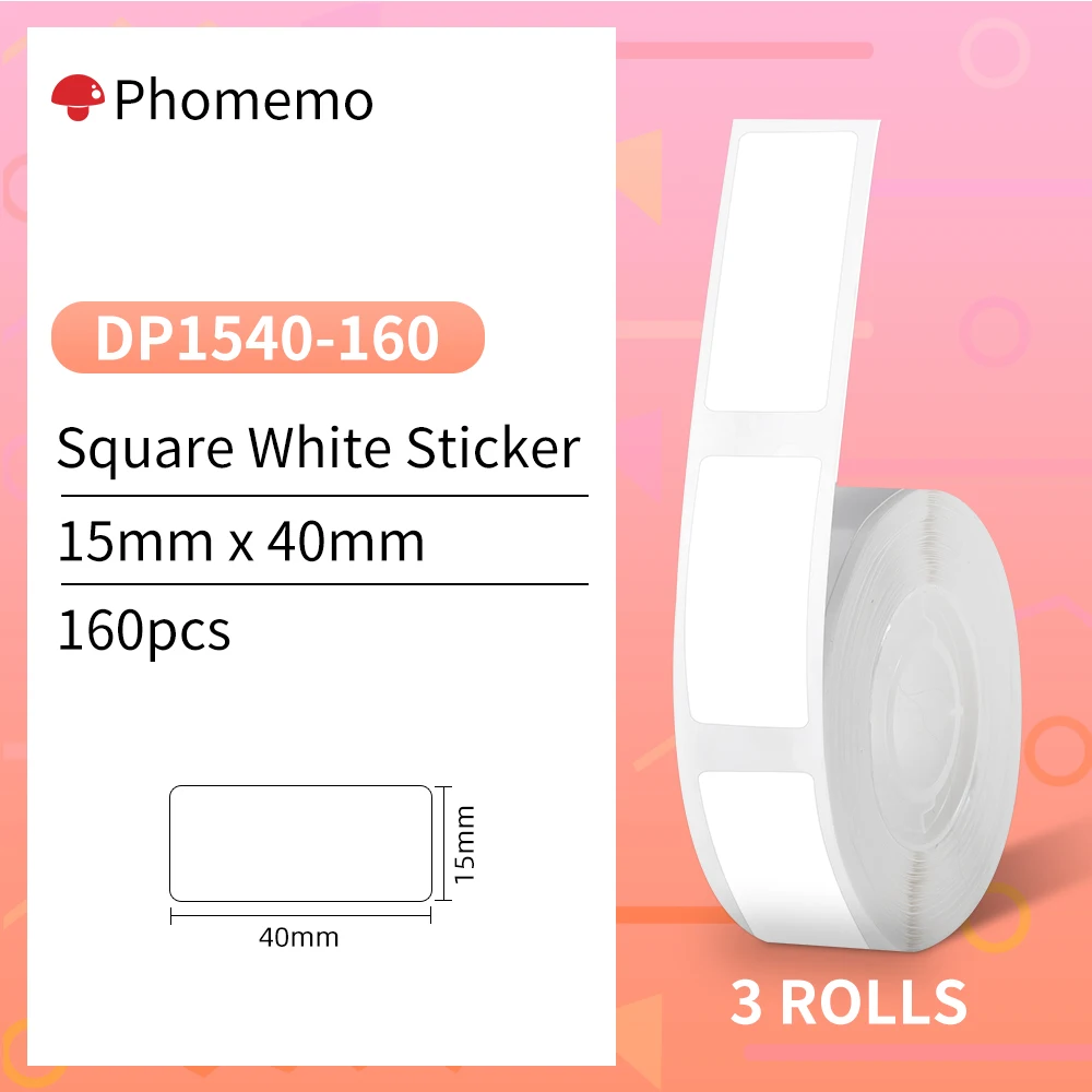 White 15x40mm 3 Roll
