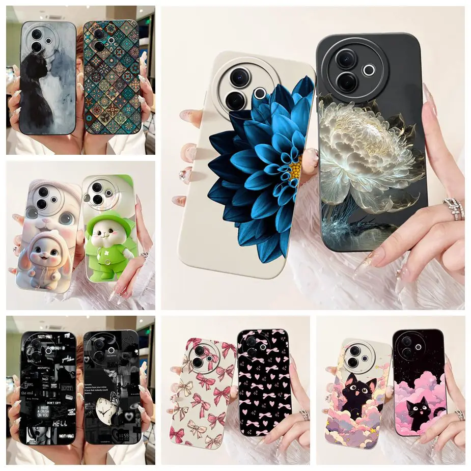 Para Vivo Y39 5G funda V2436 flores de lujo cubierta pintada de caramelo funda de silicona suave para Vivo Y300i Y 39 VivoY39 VivoY300i 5G Fundas