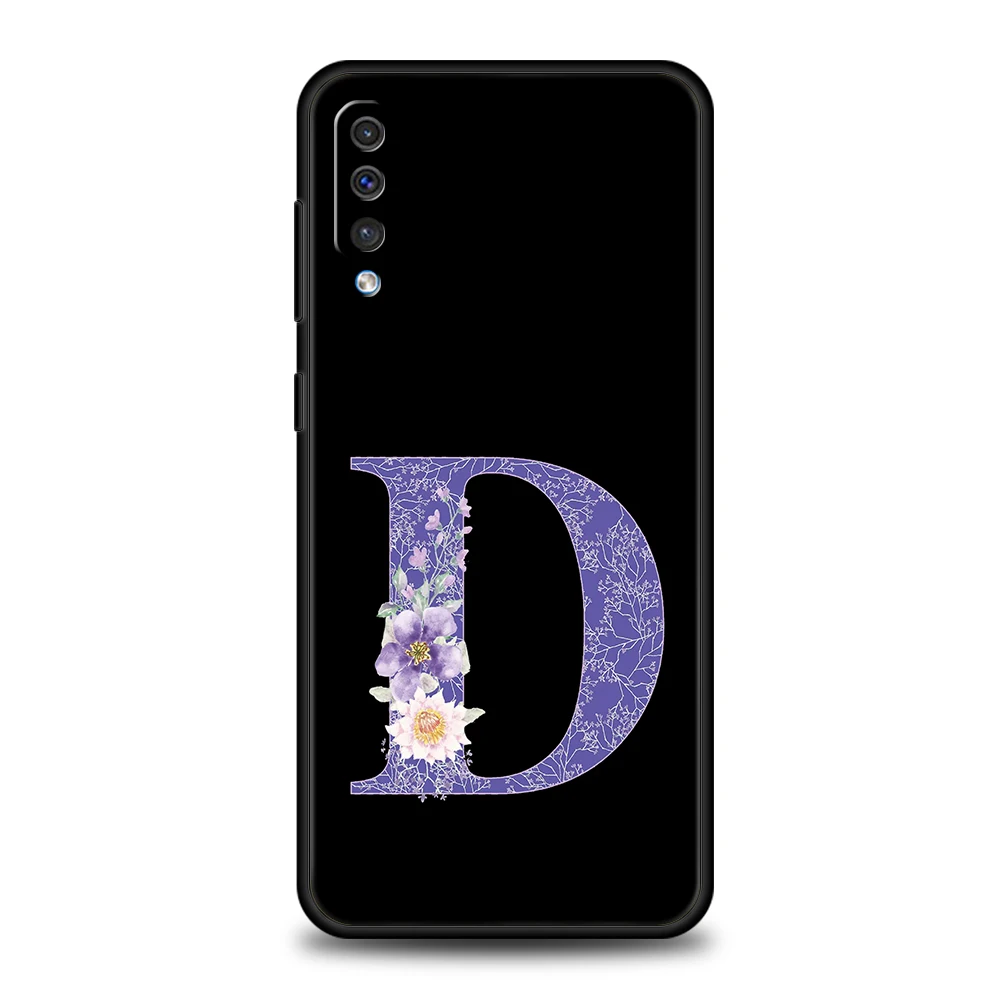 Funda con flor Retro con letras iniciales para Samsung A56 A36 A26 A24 A16 A14 A12 A32 A70 A22 A30 A40 A34 A54 A42 A52 A04s A06 5G - imagen 2