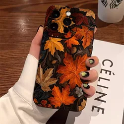 Funda iPhone silicona suave antigolpes – diseño hoja de otoño
