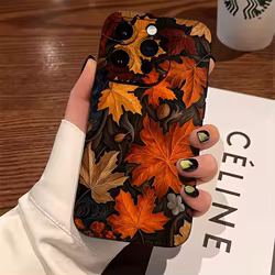 Funda iPhone silicona suave antigolpes – diseño hoja de otoño