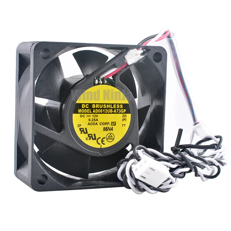 AD0612UB-A73GP 6cm 60mm X 25mm ventilador de refrigeración DC12V 0.25A doble rodamiento de bolas ventilador de fuente de alimentación del chasis de la computadora para microcomputadores
