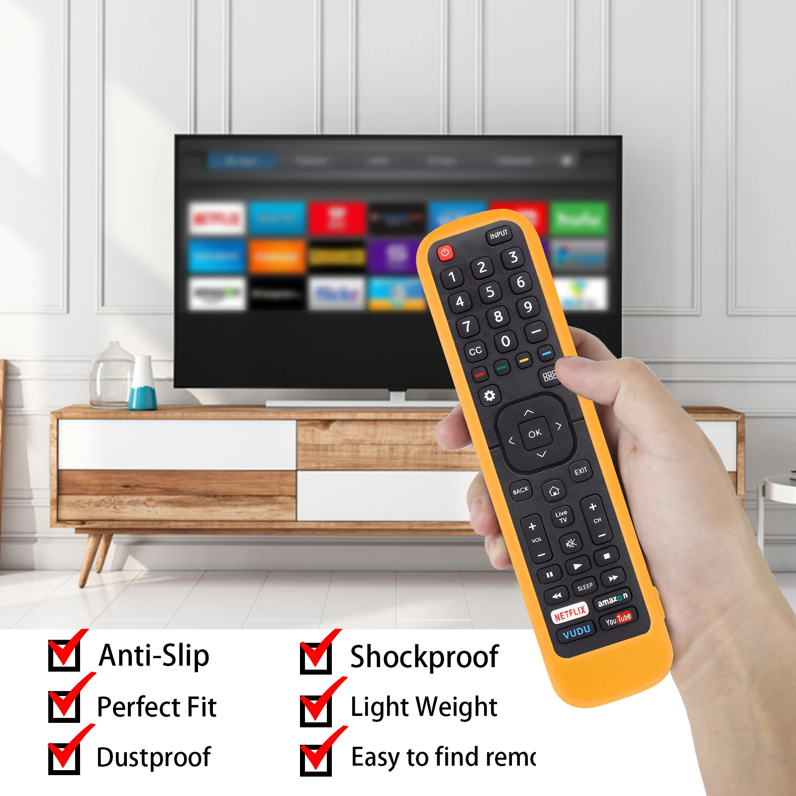 Funda protectora para mando a distancia de TV Hisense, cubierta de silicona, EN2B27, EN2H27B, EN2H27HS, EN2H27D, EN2A27, ER-31607R, 1 par - imagen 5