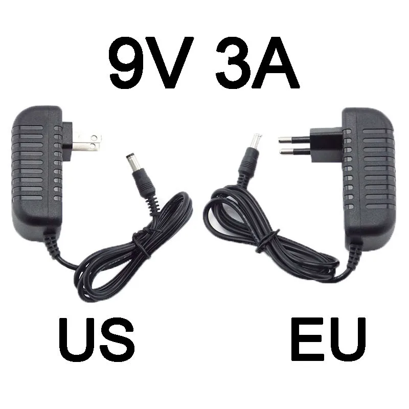 Adaptador de fuente de alimentación de 9V, 3A, 3000ma, CA 110V, 220V a CC 9V, 3A, convertidor de cargador, transformador de conmutación de carga Universal Q1 de 9 voltios