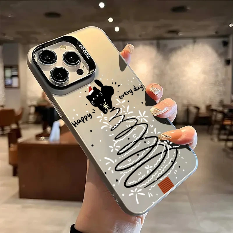 Funda de teléfono galvanizada de gato negro de Navidad para Samsung Galaxy S25 Ultra S24 Plus S23 FE S22 S21 A06 A16 A23 A26 A34 A55 - imagen 2