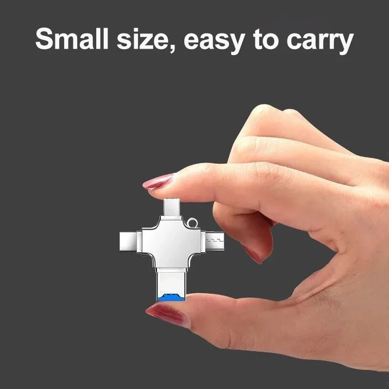 Adaptador USB C OTG 4 en 1 USB 3,0 a USB-C Micro USB tipo C Lightning ordenador tableta lector de tarjetas USB - imagen 4