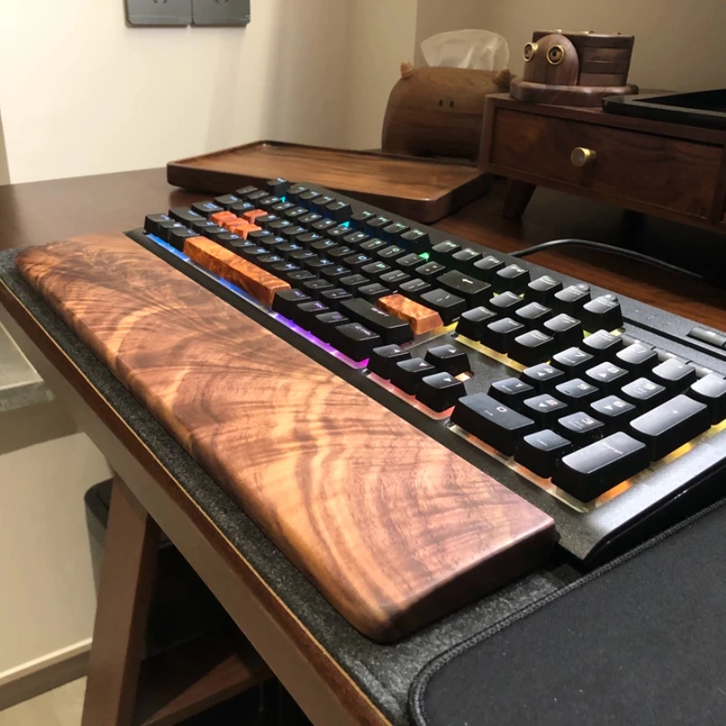 Reposamanos para teclado, muñeca personalizada de madera de nogal negro, ergonómico para teclado mecánico de 75/87/98/104 teclas, accesorio para reposamanos