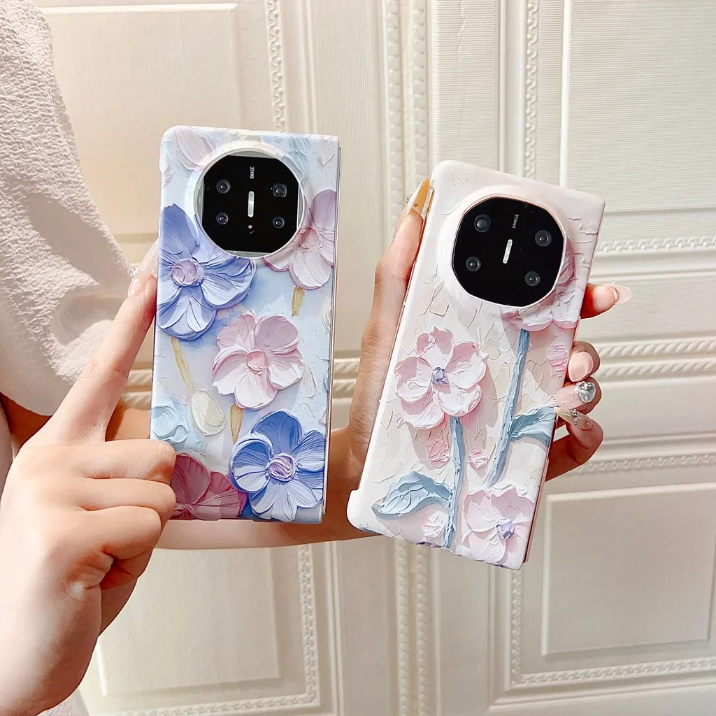 Funda de flores creativa para Huawei Mate X6 X5 X3 MATEX6 5G, funda protectora completa dura con forma de corazón y planta de flores de lujo