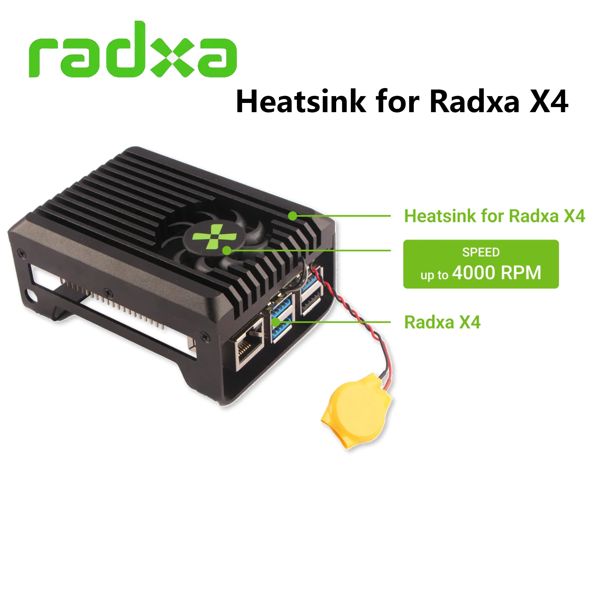 Disipador de calor para computadora de placa única Radxa X4 4000 rpm Conector de paso de 1,25 mm de 2 pines 5 V - imagen 2