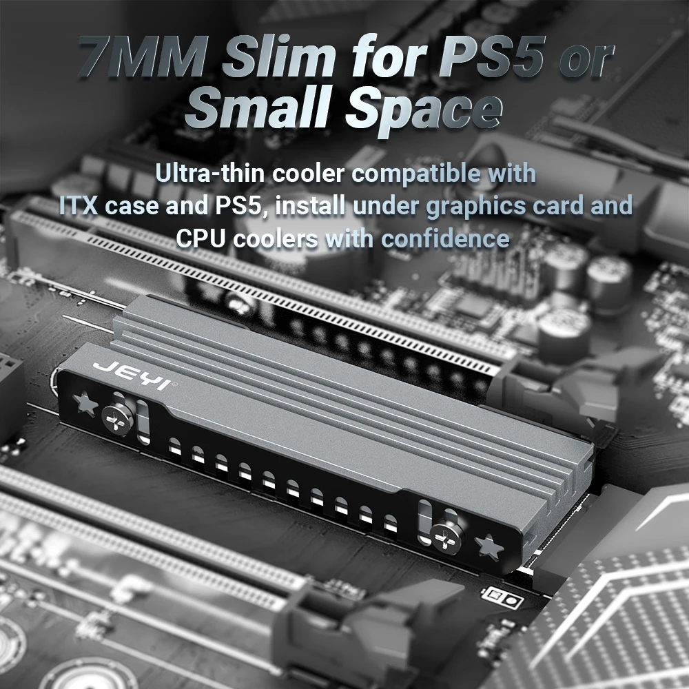 JEYI-disipador de calor M.2 SSD, radiador de refrigeración de SSD 2280 NVME NGFF, Enfriador de aluminio completo con almohadilla de silicona térmica para placa base/PS5 - imagen 5