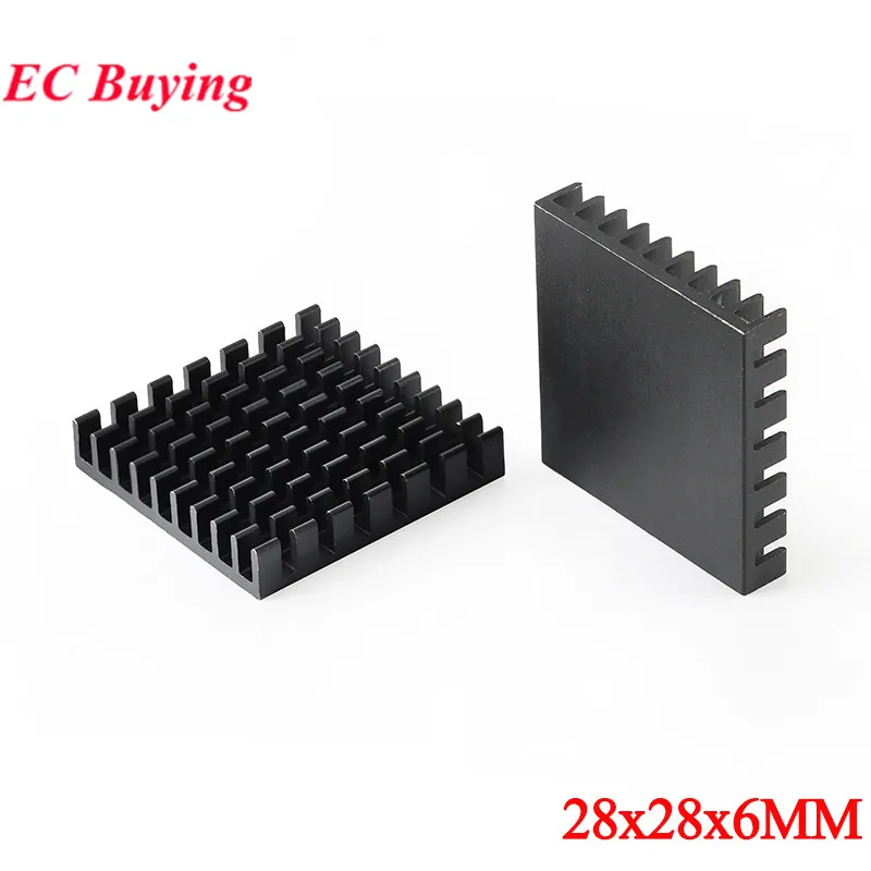 1 unidad-50 Uds 28*28*6mm disipador de calor aleta de refrigeración disipador de calor de aluminio ventilador enfriador de radiador 28X28X6mm para módulo de Transistor LED IC PBC