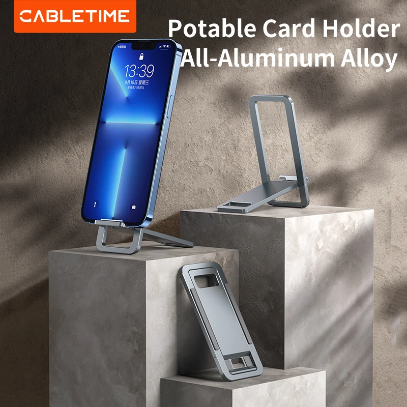 CABLETIME-soporte portátil para teléfono móvil, aleación de aluminio, plegable, regulación continua, ligero, fácil de llevar, D3 - imagen 2