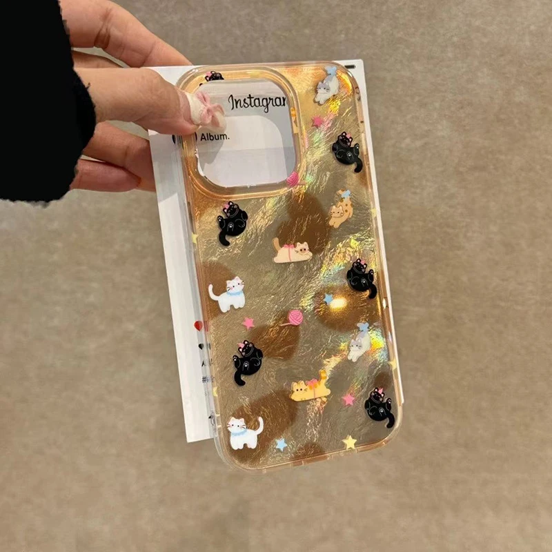 Patrón de vórtice marrón amor corazón gato funda de teléfono transparente para iPhone 17 16 15 14 13 12 11 Pro Max XS XR X 7 Plus funda suave de silicona - imagen 5