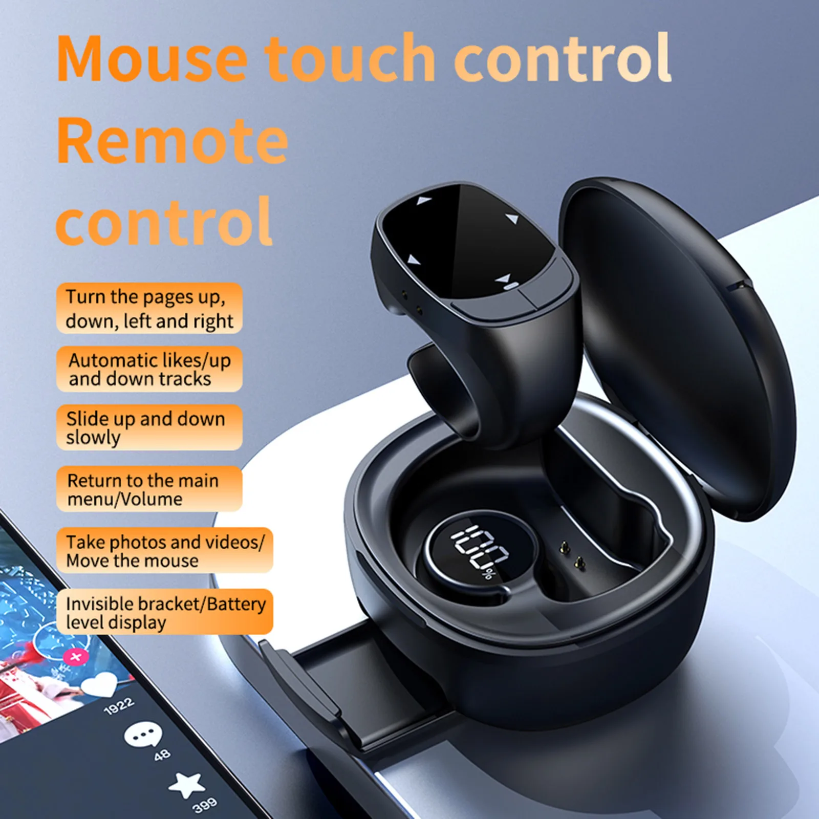 JX-12Pro anillo inteligente para la yema del dedo Control remoto inalámbrico Bluetooth móvil Selfie ratones Video página Turner navegación para iOS Android - imagen 4