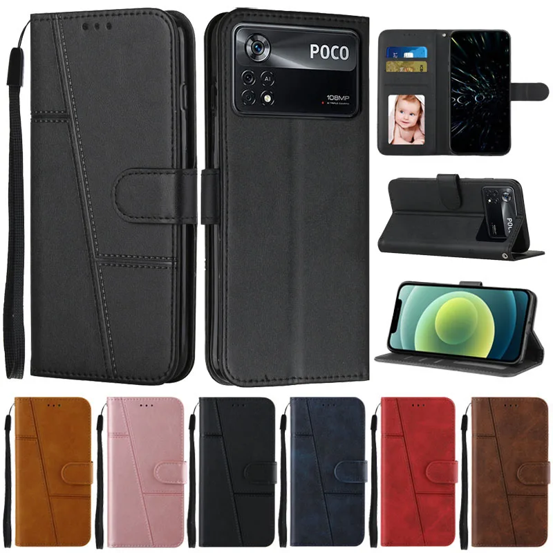 Para Poco X4 Pro 5G funda con tapa tipo billetera cubierta de libro para Coque Xiaomi Poco X4 Pro X 4 Pro X4Pro 5G funda de teléfono Fundas protectoras de cuero - imagen 2