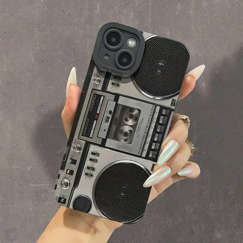 Funda de teléfono de silicona mate con patrón de Radio para iPhone 17 Air 16 15 14 13 12 11 Pro Max 7 8 Plus, funda de parachoques suave a prueba de golpes - imagen 3