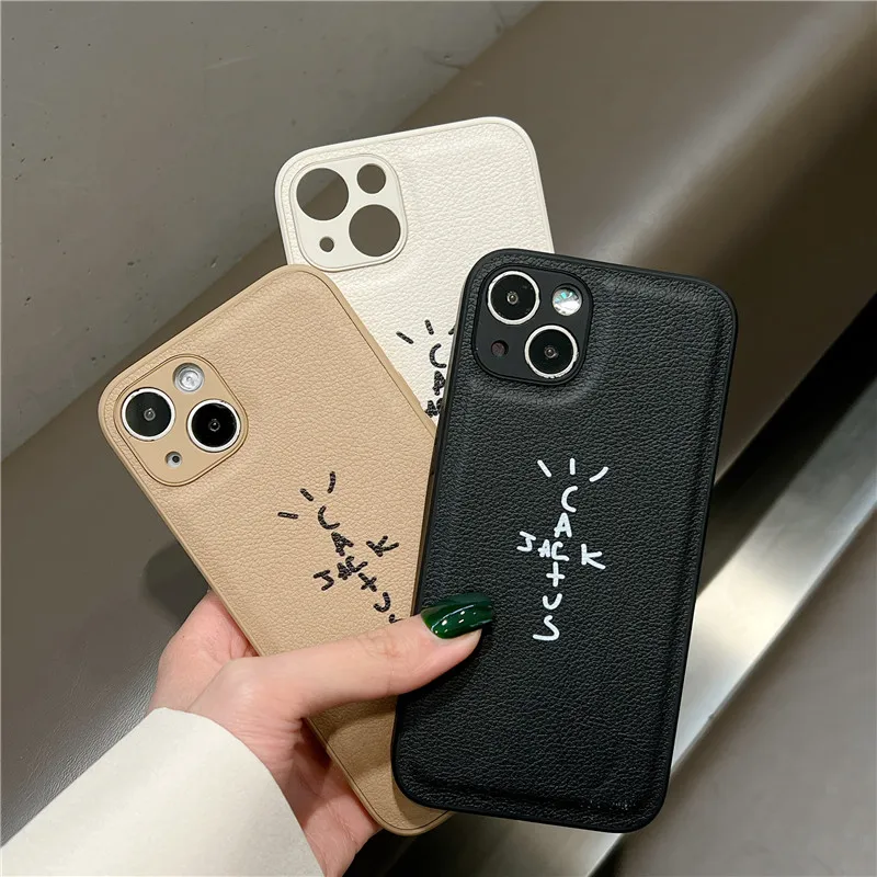 hot High street trend Travis scot hip hop soft leather case for iphone 15 13 12 11 Pro Max 7 Plus X 14Pro XS XR MAX white cover 