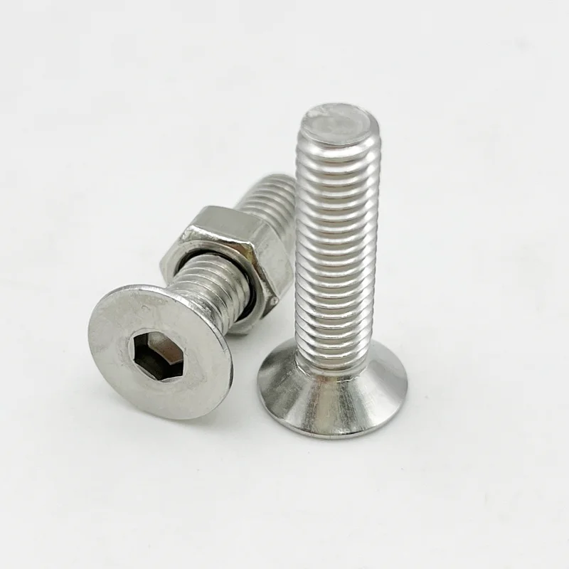 Juego de tornillos con cabeza hexagonal de llave Allen M2 M2.5 M3 M4 M5 M6 tornillo de cabeza hueca avellanada plana hexagonal de acero inoxidable y tuercas - imagen 5