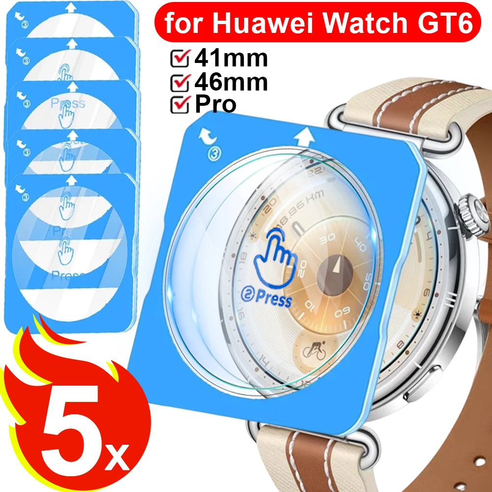 Vidrio templado fácil de instalar para Huawei Watch GT6 41mm GT6 46mm GT6 Pro Protector de pantalla 9H HD película de cubierta con herramienta de alineación