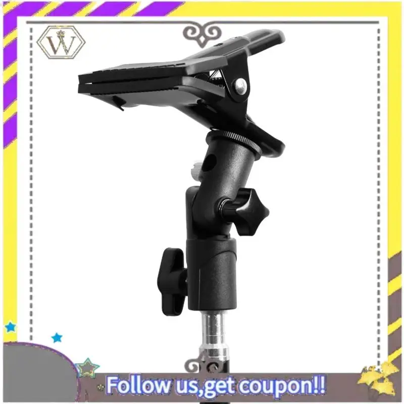 Nuevo Reflector de montaje con Clip de Metal, soporte reflector de montaje con tornillo de 1/4 pulgadas a 3/8 pulgadas, soporte de fondo para Flash, luz LED, paraguas - imagen 5