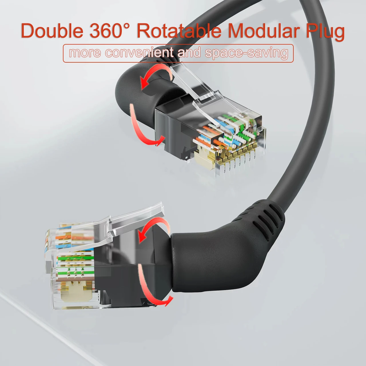 COMNEN-Cable Ethernet CAT6A, conector Rj45, 10G, 10Gbps, rotación de 90/360 grados, enrutador de ordenador portátil, Cable Lan de red - imagen 3