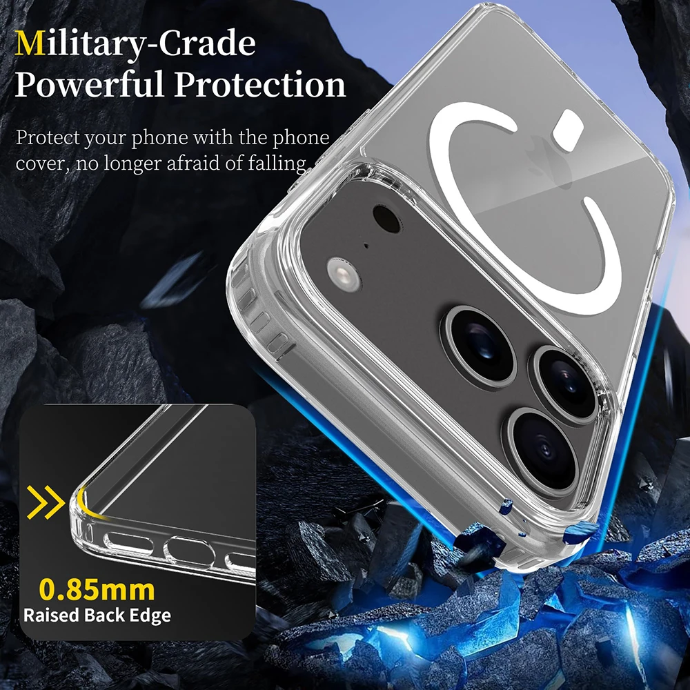 Funda de teléfono transparente Original magnética para iPhone 17 Air 16 15 14 13 12 Pro Max Plus para fundas transparente de carga inalámbrica Magsafe funda iphone 17 pro max - imagen 2