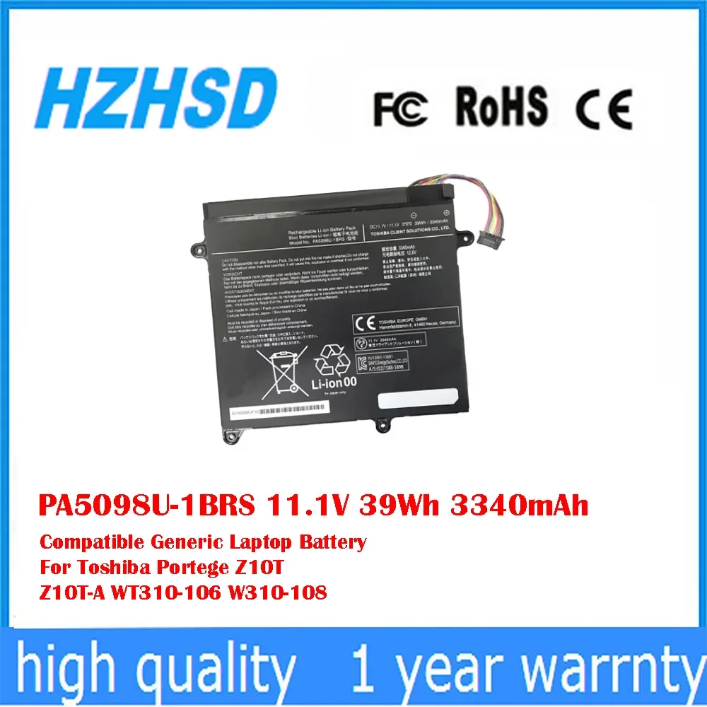 PA5098U-1BRS 11,1 V 39Wh 3340mAh Compatible con batería genérica para ordenador portátil Toshiba Portege Z10T Z10T-A WT310-106 W310-108