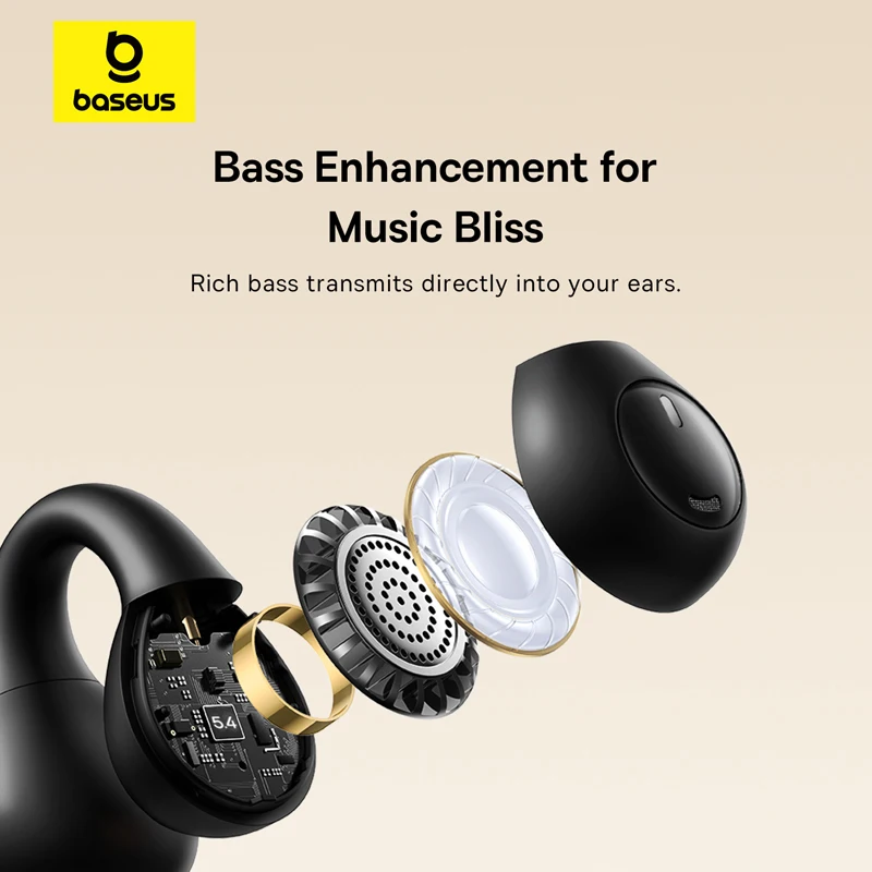Baseus Bass 15 Clip auriculares abiertos inalámbricos Bluetooth 5,4 Clip de oreja auriculares deportivos TWS auriculares ENC de 2 micrófonos - imagen 5