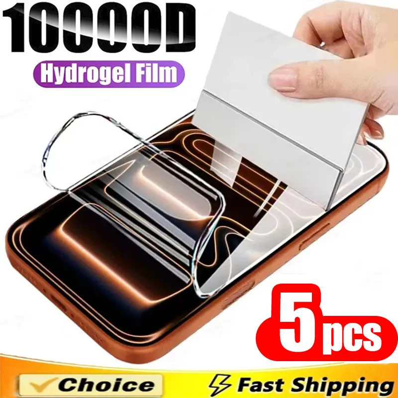 5 uds película de hidrogel de cobertura completa para iPhone 17 Pro Max 16 13 11 15 14 12 Mini Air XR X Xs 16e 7 8 Plus Protector de pantalla no vidrio