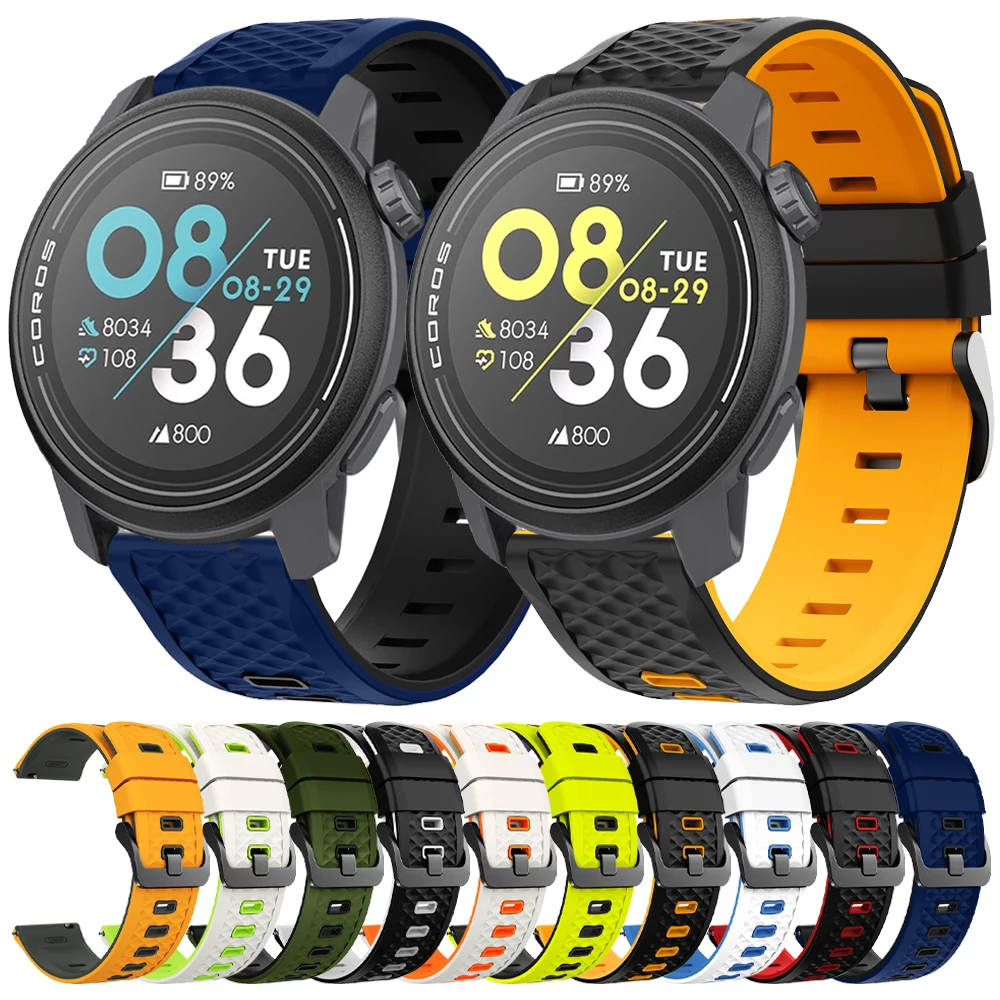 Correa de reloj de silicona de dos tonos de 22mm para pulsera transpirable COROS PACE 3 Correa para pulsera COROS APEX 2 Pro/APEX 46mm/APEX Pro