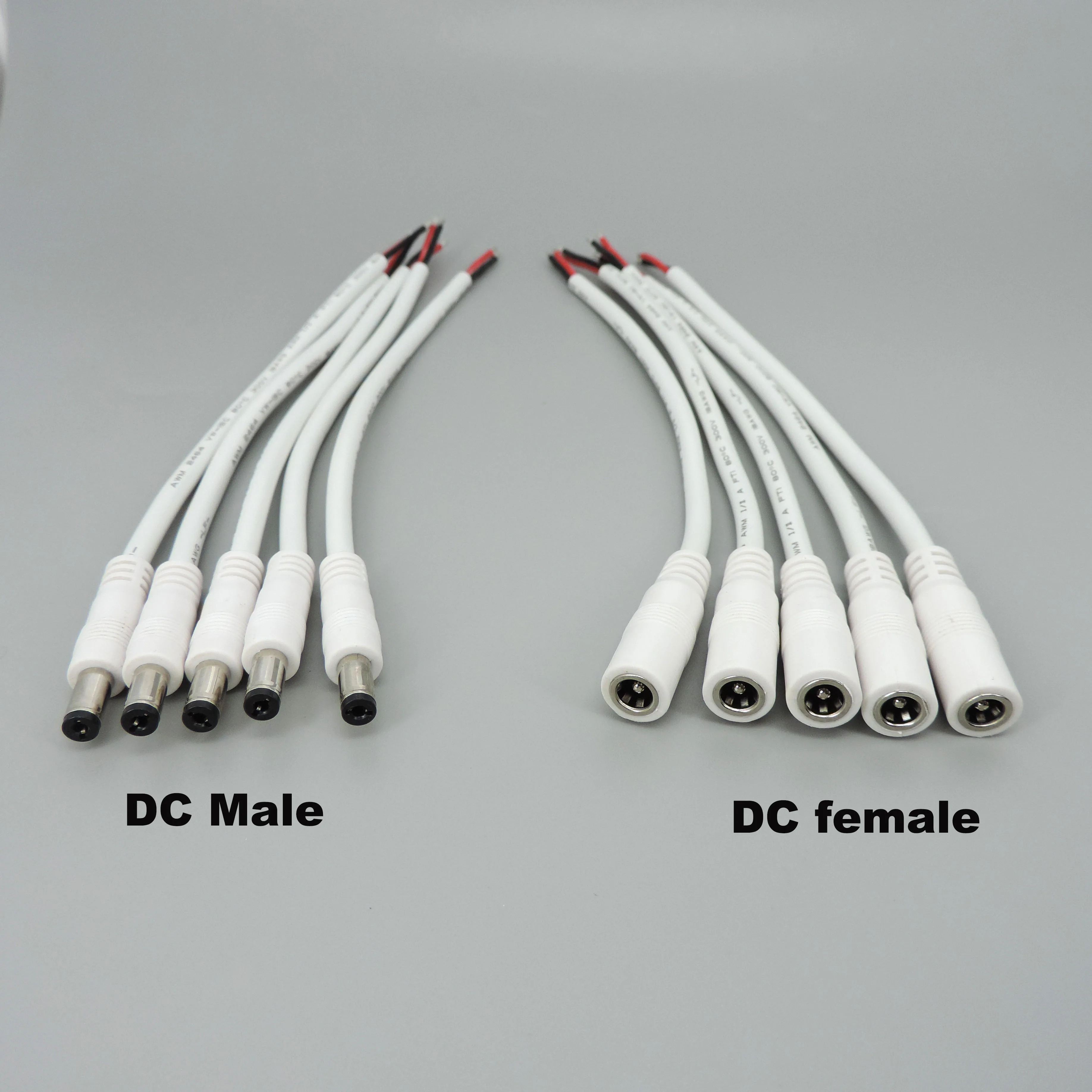 20cm 100cm blanco 18awg 7A DC conector macho hembra cable de 2 pines cable de extensión de fuente de alimentación Cable de cámara 5,5mm x 2,1mm 2,5mm cobre - imagen 3