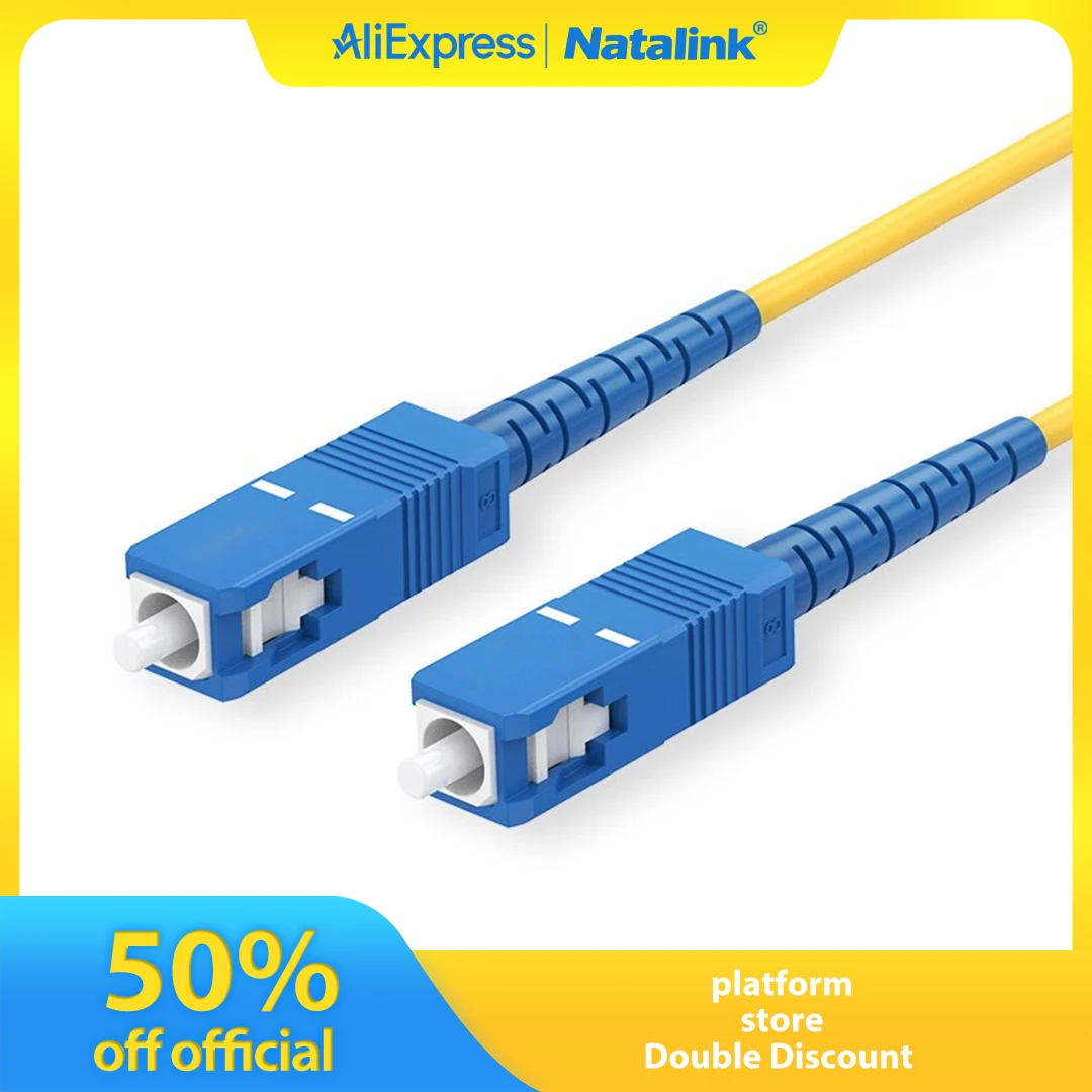 Natalink OS2 SC a SC UPC Cable de conexión de fibra óptica monomodo Simplex 3,0mm 9/125um FTTH Cable de conexión de fibra puente de fibra óptica