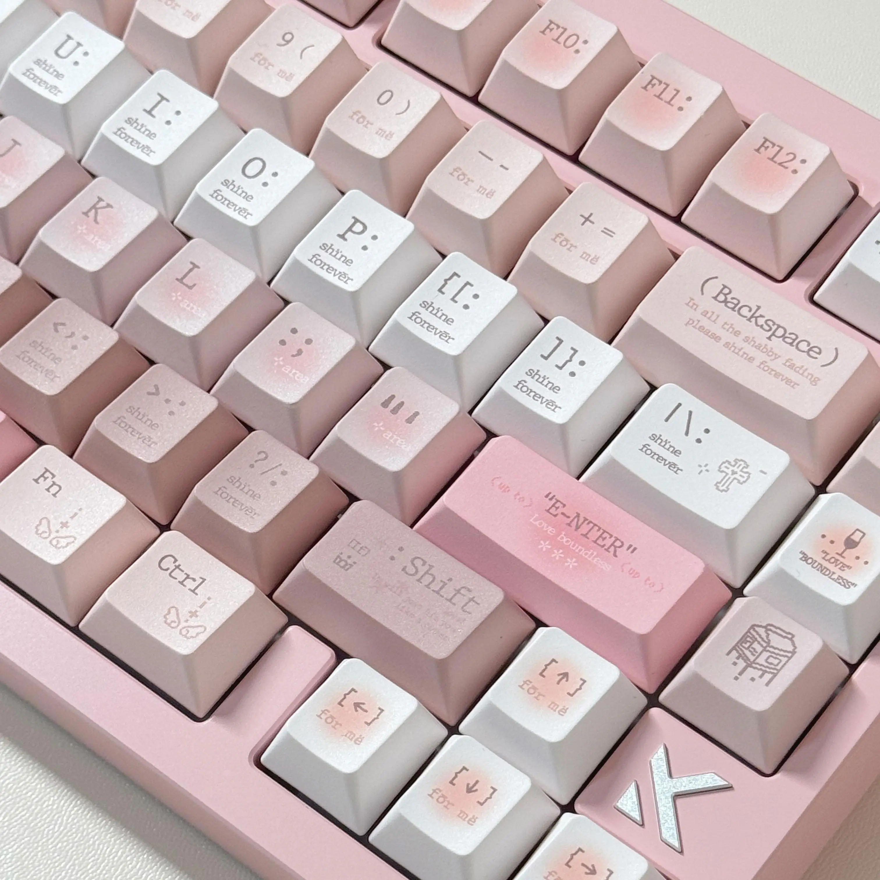 Teclas con tema romántico ligeramente borracho, sublimación térmica PBT, tapa de teclado mecánico rosa y azul, teclas de pareja con perfil Cherry/QX3
