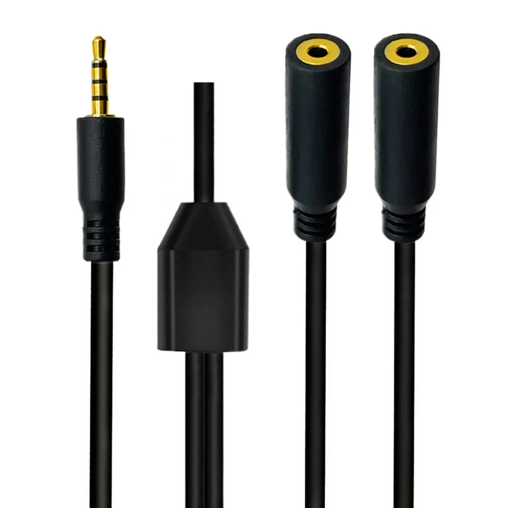 Chapado en oro 4 polos 2,5mm macho a doble 2,5mm hembra Y divisor Audio micrófono Cable de extensión cámara de respaldo Cable de extensión TRRS - imagen 2