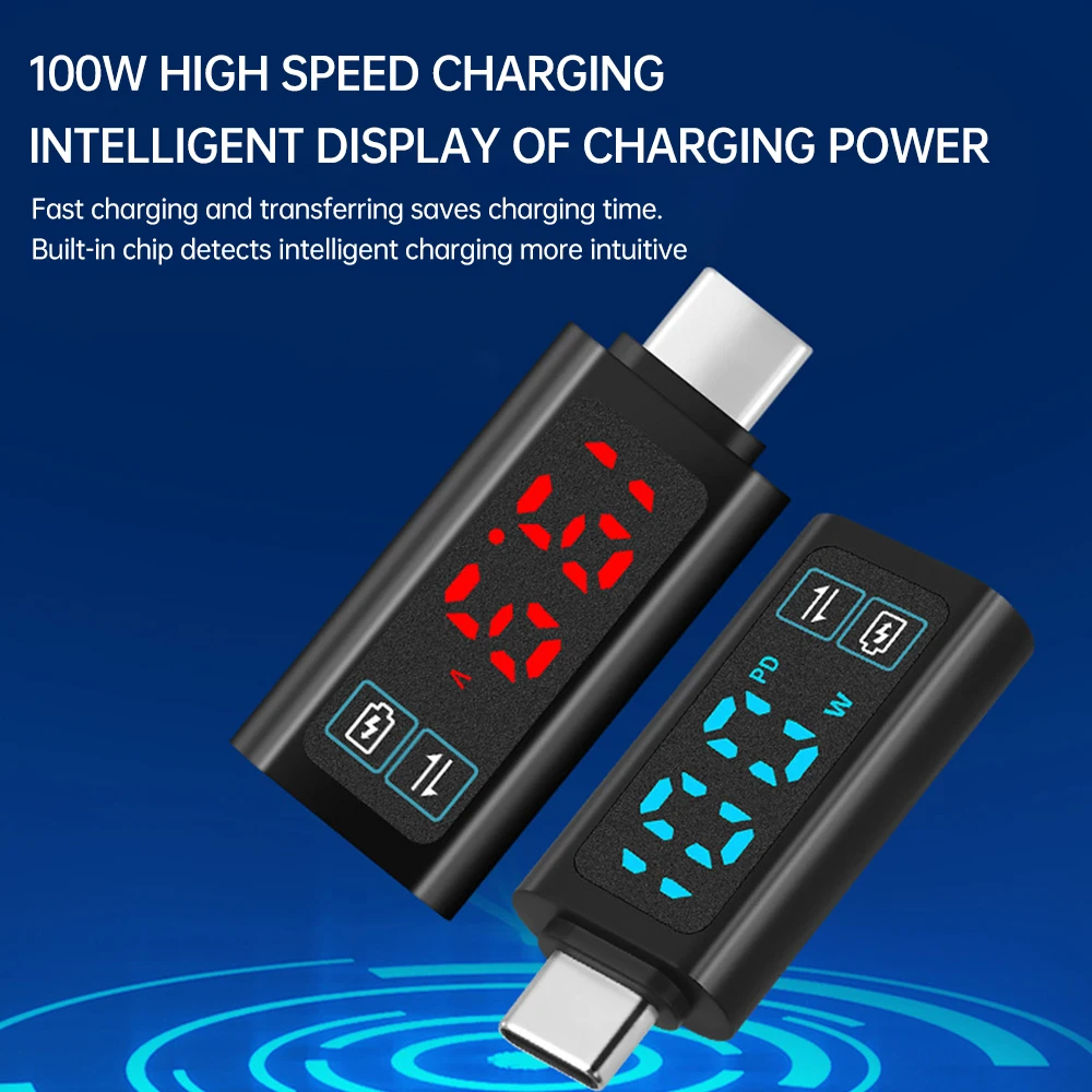 Medidor de pantalla de potencia y voltaje Digital inteligente DC 5-24V PD100W adaptador de cargador rápido convertidor tipo C a tipo C - imagen 4