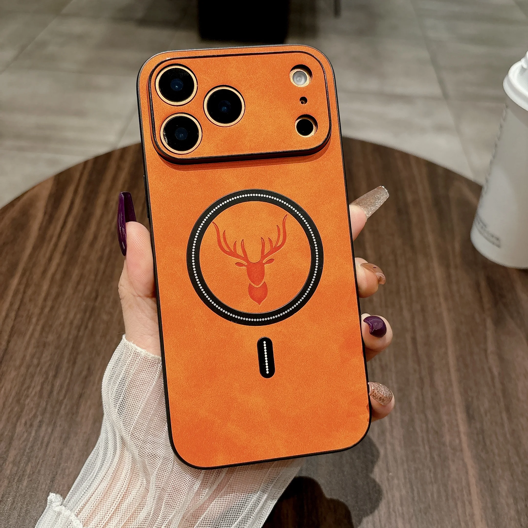 Funda de cuero magnética con ciervo 3D para iPhone 17 Pro Max 17 Pro Air, Funda de cuero PU Mag-Safe, protección completa para cámara, Fundas suaves - imagen 5