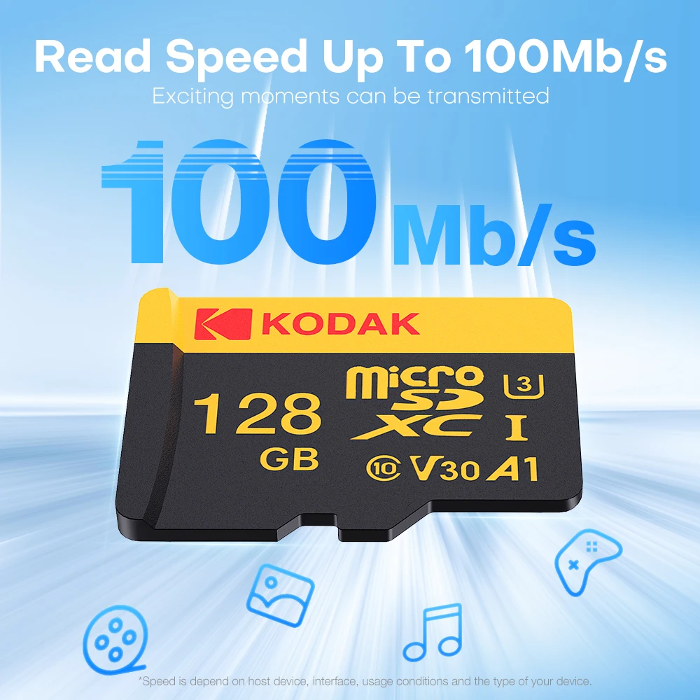 Tarjeta KODAK Ultra MicroSD 128GB Clase 10 TF Tarjeta de memoria flash Mini tarjeta SD para teléfono inteligente/cámara - imagen 2