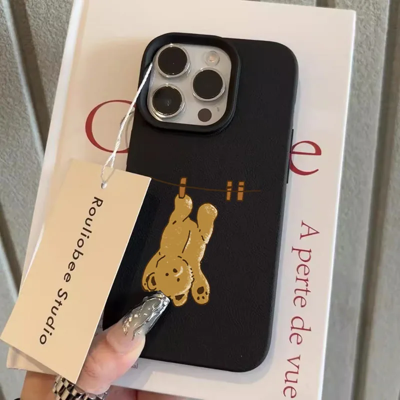 Para iPhone 17 16 15 14 13 12 11 Pro Max funda con diseño de oso de peluche para iPhone XS XR X 16E 16 Plus 17 Fundas suaves de aire - imagen 5