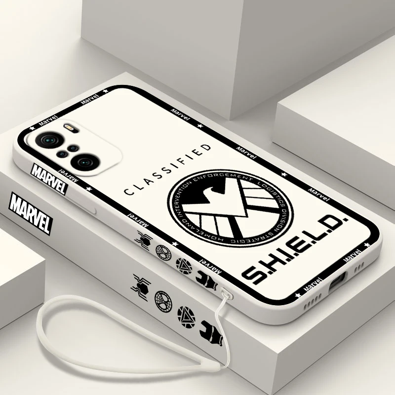 Marvel Spiderman Mask Logo para Xiaomi Redmi Note 13 12 12Pro 11 11S 11T 10S 10 Pro Plus 5G Liquid Left Rope Phone Case