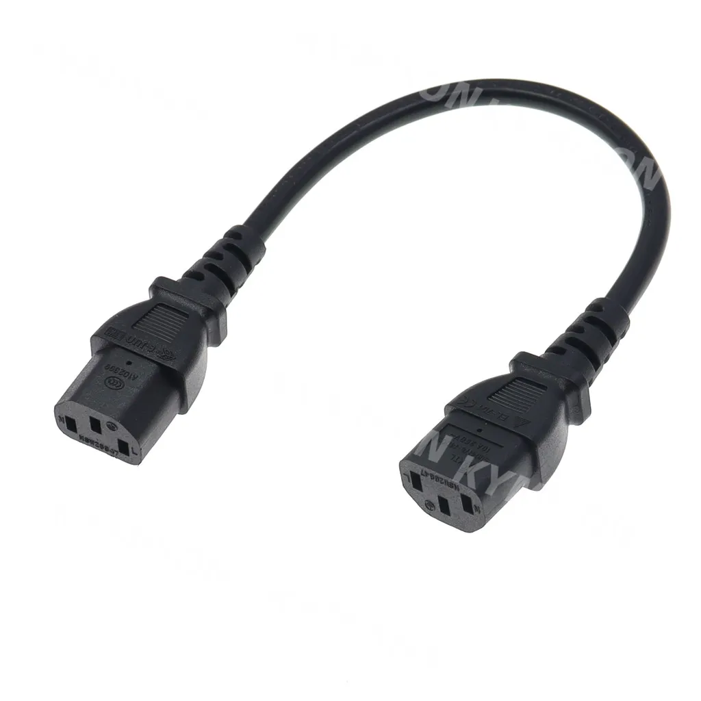 IEC 60320 C13 hembra a C13 hembra Cable de extensión del adaptador de corriente Cable de CA, 3G1,0 mm, 10A 250 V CA, 0,5 m/1 m/1,8 m
