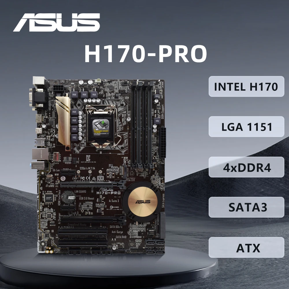 Placa base ASUS H170-PRO compatible con i7-7700 6700K i5-7600 6500 i3-7320 6300 CPU LGA1151 4xDDR4 IntelH170 M.2 PCIe3.0 placa base ATX