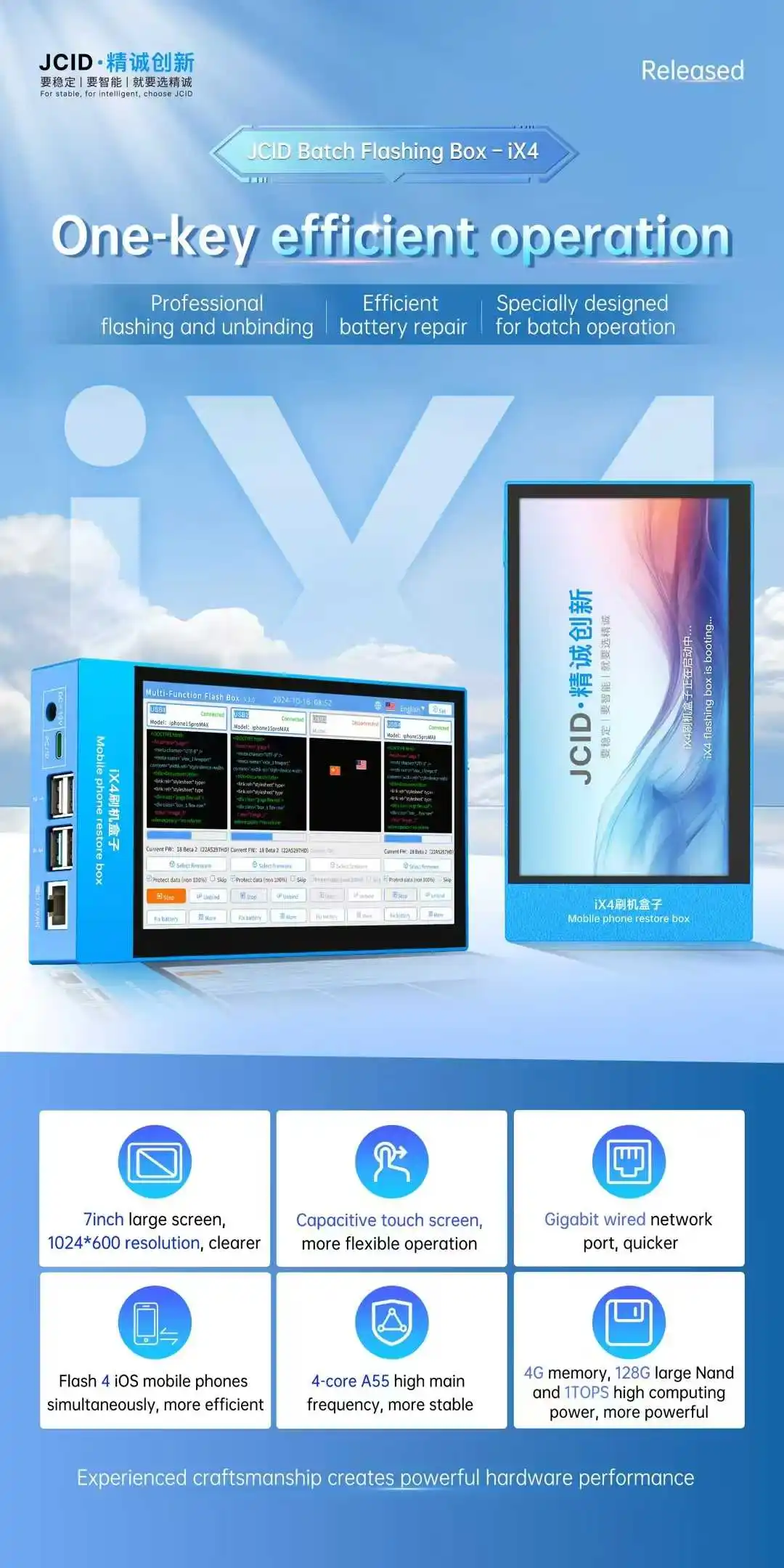 Caja intermitente por lotes JCID IX4 No es necesario flash de nuevo, no es necesario tirar del cable, repara la salud de la batería fácilmente