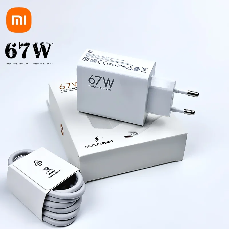 Xiaomi-cargador Turbo original de 67W, adaptador de corriente de carga rápida de la UE, Cable tipo C 6A para Mi 11 Ultra Redmi note 10 11 k40 K50 pro - imagen 2