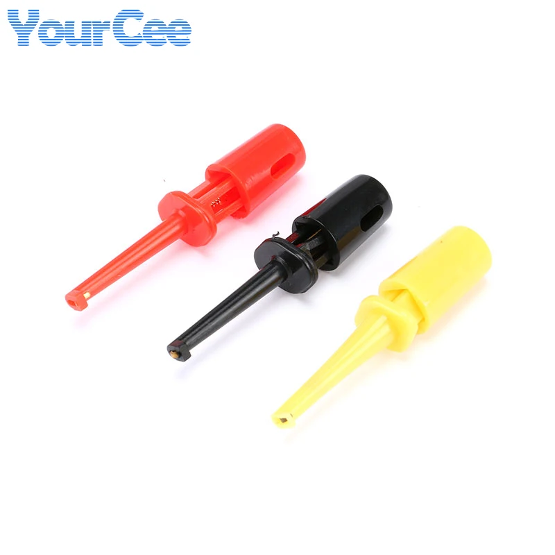 Clip de gancho de prueba, sonda de prueba de tamaño pequeño y grande, Cable SMT SMD IC, pinzas de soldadura, multímetro, Kit de cables de plomo, rojo, negro y amarillo, 5 uds. - imagen 2