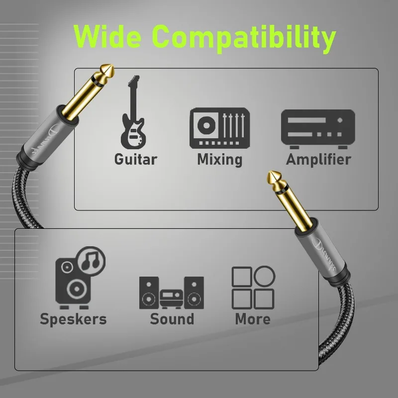 TS 6,35mm a 6,35mm Mono Amp Cable 1/4 ''TS Mono 6,35mm Jack macho a macho Cable de Audio para mezclador de guitarra con carcasa de aleación de Zinc - imagen 5