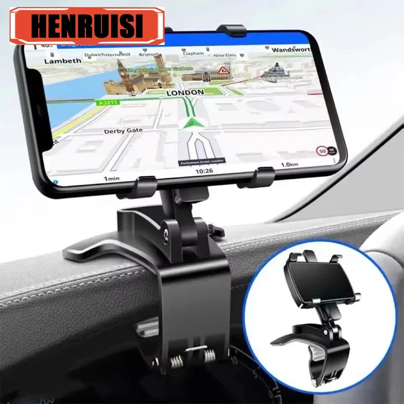 Soporte Universal para teléfono de coche, ángulo ajustable, giratorio, seguro, Clip para teléfono, fácil acceso, para iPhone, Samsung, Xiaomi - imagen 2