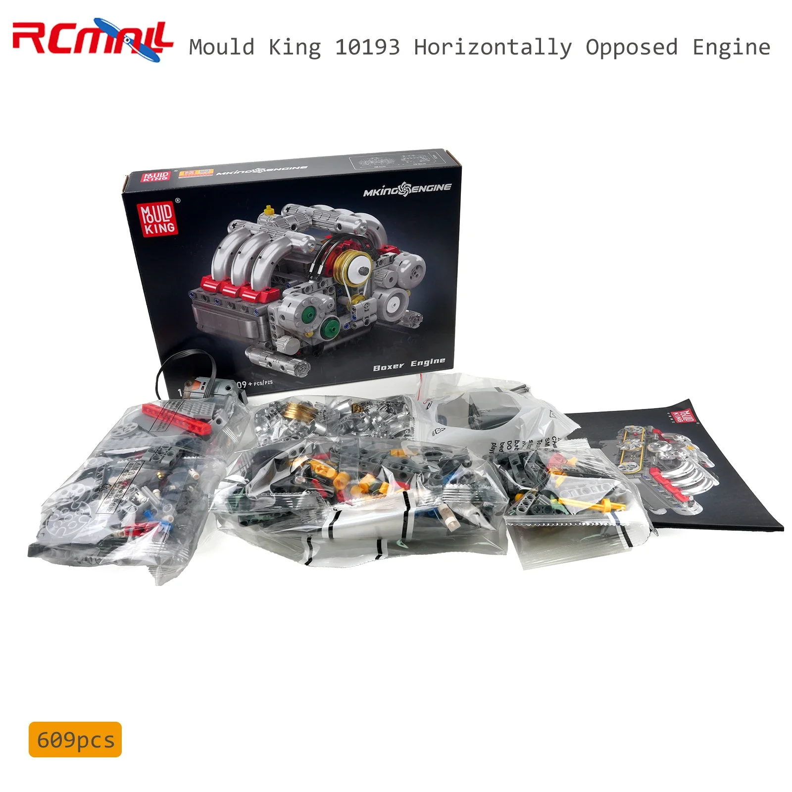 Mould King 10193 bloques de motor opuestos horizontalmente motor Boxer bloques de construcción piezas de coche técnico Juguetes